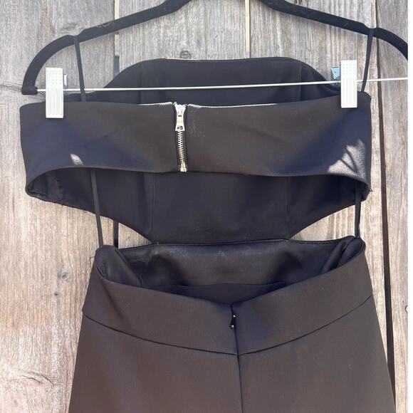 Alexis | Simona Strapless Satin A-Line Cutout Dress Black White Size XS - Picture 8 of 11